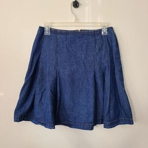 Karen Kane Womens 10‎ Denim Blue Mini Skirt Pleated A-Line Casual Y2K Streetwear